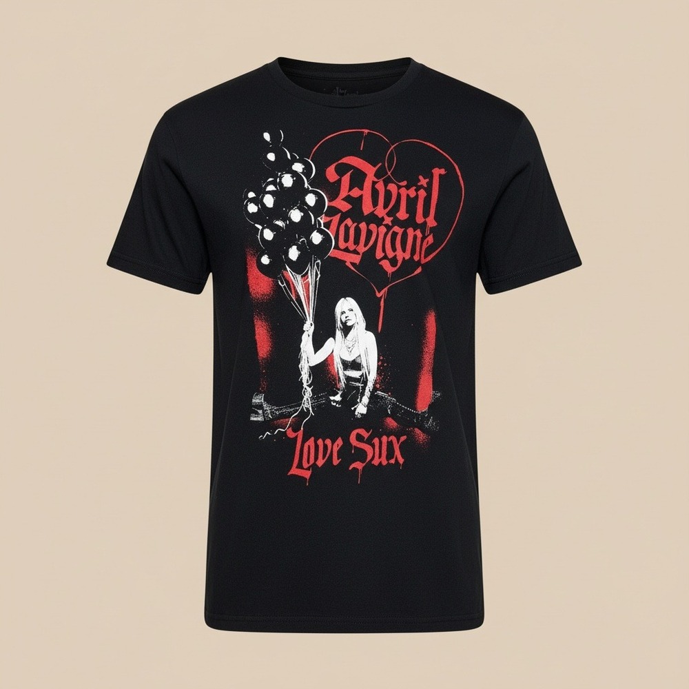 Avril Lavigne Love Sux Goth Punk Band T-Shirt XS NWOT